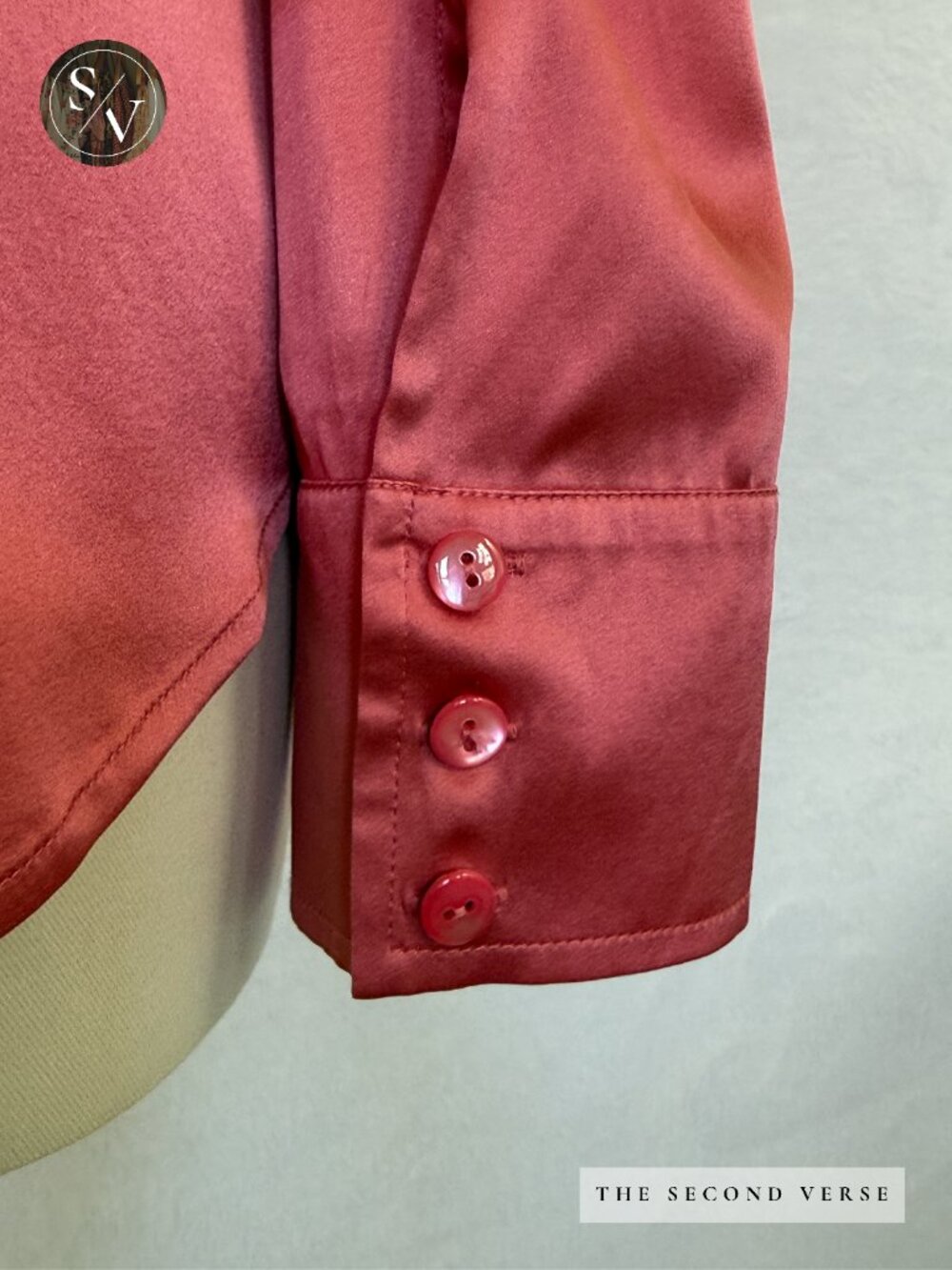 Vintage Talbots Stretch Silk Long Sleeve Buttondown Women's Coral Shirt Size 12 - Picture 6 of 10